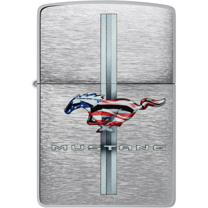 Zippo Windproof Pocket Lighter - Ford Mustang Design Brushed Chrome Finish | 46791