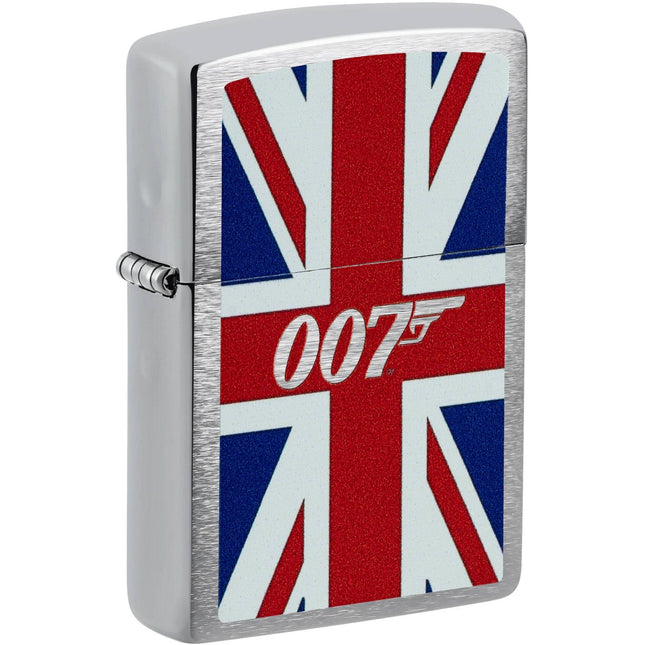Zippo Windproof Pocket Lighter James Bond Union Jack Design Brushed Chrome | 46801