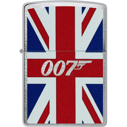 Zippo Windproof Pocket Lighter James Bond Union Jack Design Brushed Chrome | 46801