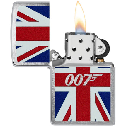 Zippo Windproof Pocket Lighter James Bond Union Jack Design Brushed Chrome | 46801