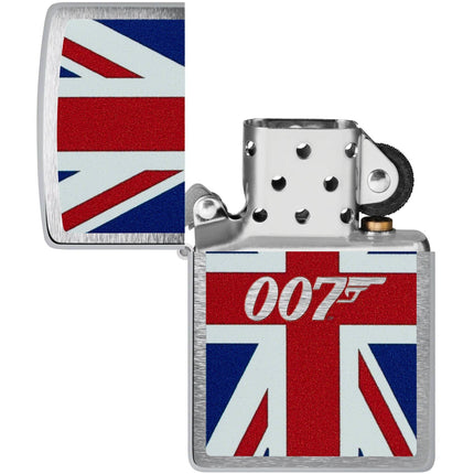 Zippo Windproof Pocket Lighter James Bond Union Jack Design Brushed Chrome | 46801