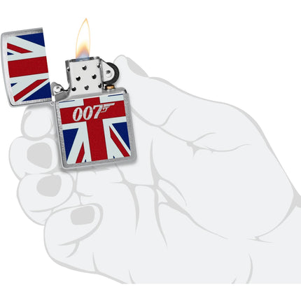 Zippo Windproof Pocket Lighter James Bond Union Jack Design Brushed Chrome | 46801