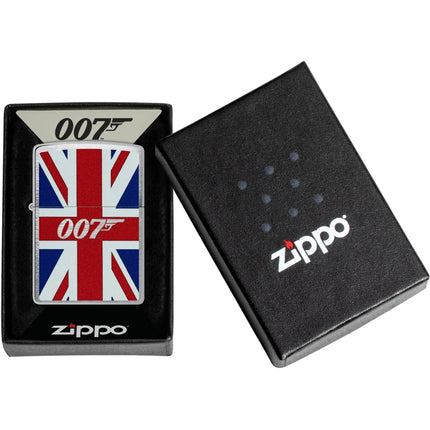 Zippo Windproof Pocket Lighter James Bond Union Jack Design Brushed Chrome | 46801