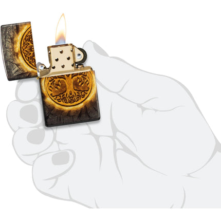 Zippo Windproof Pocket Lighter - Gleaming Tree of Life Design Brass finish | 46815