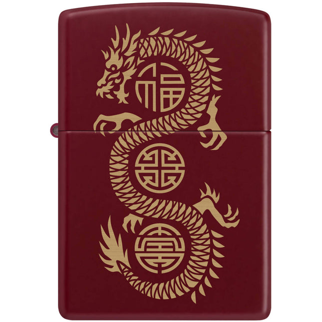 Zippo Pocket Lighter - Lucky Dragon Design Classic Merlot Metal Windproof | 46834
