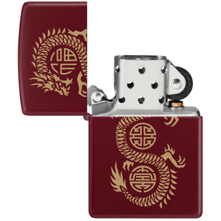 Zippo Pocket Lighter - Lucky Dragon Design Classic Merlot Metal Windproof | 46834
