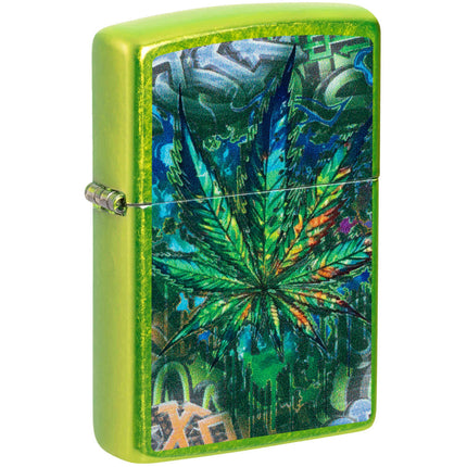 Zippo Pocket Lighter - Graffiti Leaf Design Classic Lurid Metal Windproof | 46846