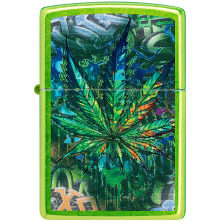 Zippo Pocket Lighter - Graffiti Leaf Design Classic Lurid Metal Windproof | 46846