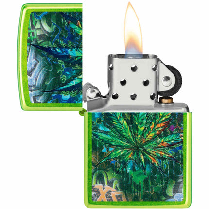 Zippo Pocket Lighter - Graffiti Leaf Design Classic Lurid Metal Windproof | 46846