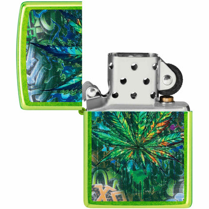 Zippo Pocket Lighter - Graffiti Leaf Design Classic Lurid Metal Windproof | 46846