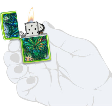Zippo Pocket Lighter - Graffiti Leaf Design Classic Lurid Metal Windproof | 46846