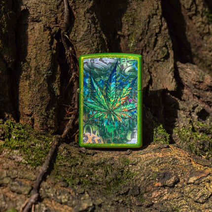 Zippo Pocket Lighter - Graffiti Leaf Design Classic Lurid Metal Windproof | 46846