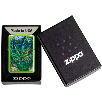 Zippo Pocket Lighter - Graffiti Leaf Design Classic Lurid Metal Windproof | 46846
