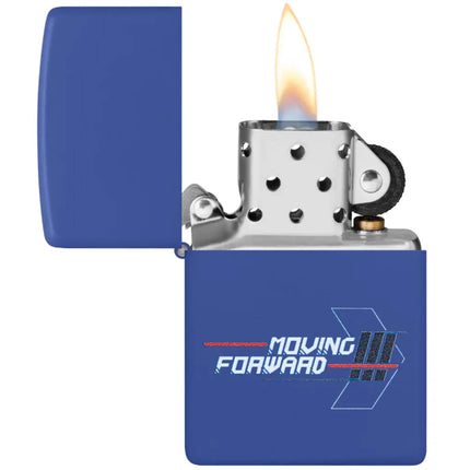 Zippo Windproof Pocket Lighter - Moving Forward Design Royal Blue Matte | 46375