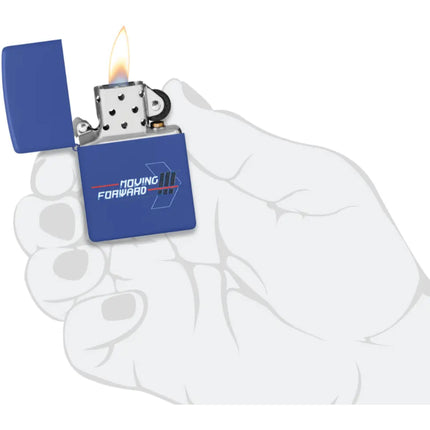 Zippo Windproof Pocket Lighter - Moving Forward Design Royal Blue Matte | 46375