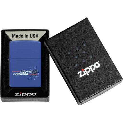 Zippo Windproof Pocket Lighter - Moving Forward Design Royal Blue Matte | 46375