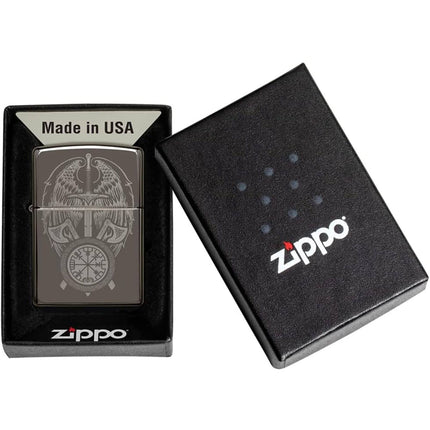 Zippo Windproof Pocket Light - Wings and Sword Design Black Ice Metal | 48069