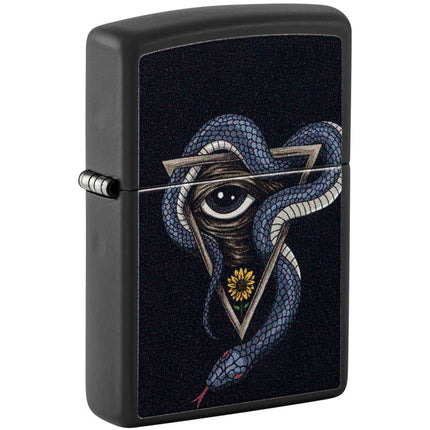 Zippo Windproof Pocket Lighter - Snake and Eye Design Matte Black Metal | 48651