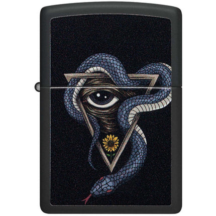 Zippo Windproof Pocket Lighter - Snake and Eye Design Matte Black Metal | 48651