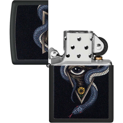 Zippo Windproof Pocket Lighter - Snake and Eye Design Matte Black Metal | 48651