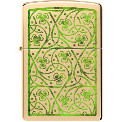 Zippo Windproof Pocket Lighter - Clover Design High Polish Brass | 48806
