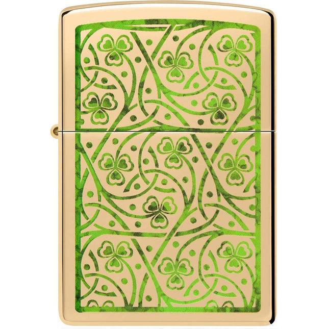 Zippo Windproof Pocket Lighter - Clover Design High Polish Brass | 48806