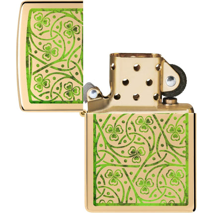 Zippo Windproof Pocket Lighter - Clover Design High Polish Brass | 48806