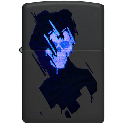 Zippo Windproof Lighter - Skull Hellenism Neon Green and Purple Bust Finish | 48812
