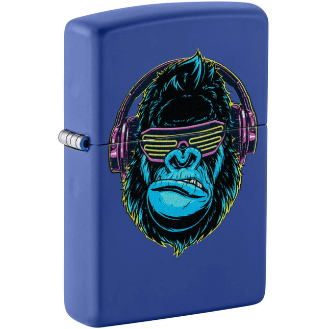 Zippo Windproof Lighter - DJ Neon Gorilla Design Royal Blue Matte Finish | 48842