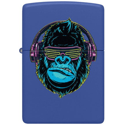 Zippo Windproof Lighter - DJ Neon Gorilla Design Royal Blue Matte Finish | 48842