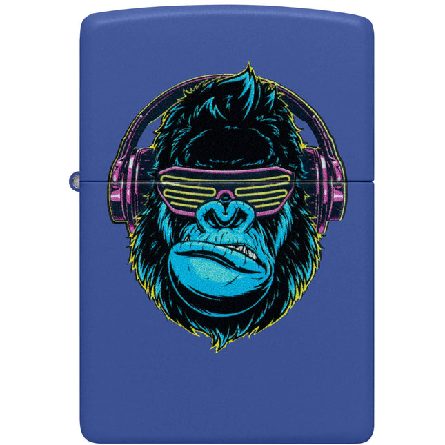 Zippo Windproof Lighter - DJ Neon Gorilla Design Royal Blue Matte Finish | 48842