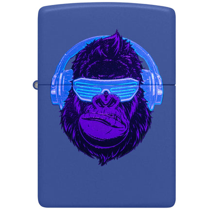 Zippo Windproof Lighter - DJ Neon Gorilla Design Royal Blue Matte Finish | 48842