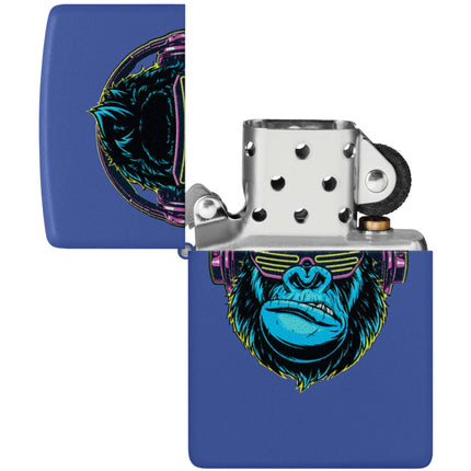 Zippo Windproof Lighter - DJ Neon Gorilla Design Royal Blue Matte Finish | 48842