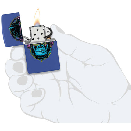 Zippo Windproof Lighter - DJ Neon Gorilla Design Royal Blue Matte Finish | 48842