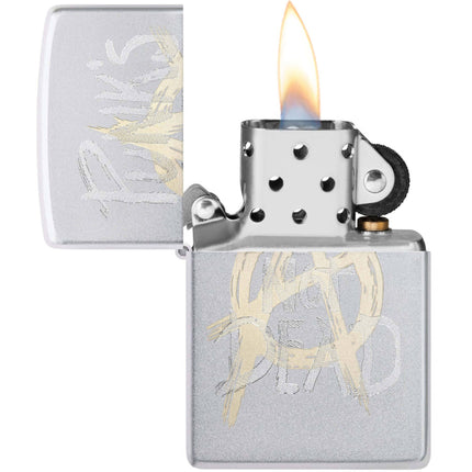 Zippo Windproof Lighter - Punk's not Dead with a Anarchy Symbol Satin Chrome | 48876