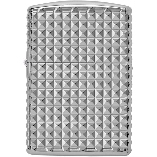 Zippo Windproof Lighter - Geometric Diamond Design High Polish Chrome Finish | 48880