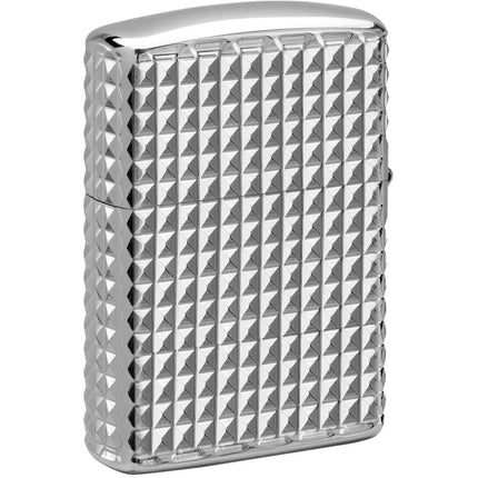 Zippo Windproof Lighter - Geometric Diamond Design High Polish Chrome Finish | 48880
