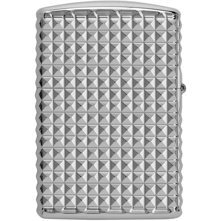 Zippo Windproof Lighter - Geometric Diamond Design High Polish Chrome Finish | 48880
