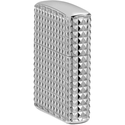 Zippo Windproof Lighter - Geometric Diamond Design High Polish Chrome Finish | 48880
