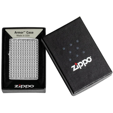 Zippo Windproof Lighter - Geometric Diamond Design High Polish Chrome Finish | 48880