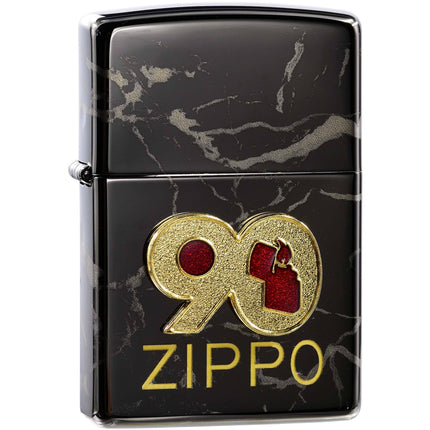 Zippo Windproof Lighter - 90th Anniversary Design High Polish Black Finish | 49864