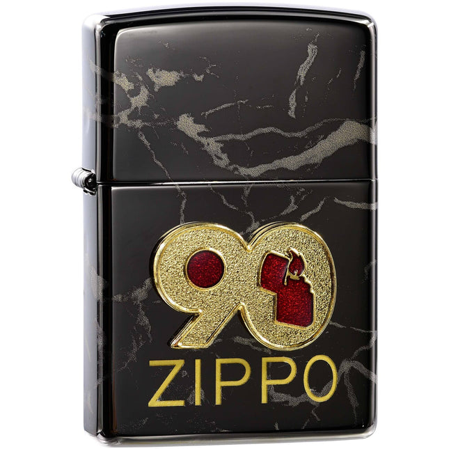 Zippo Windproof Lighter - 90th Anniversary Design High Polish Black Finish | 49864