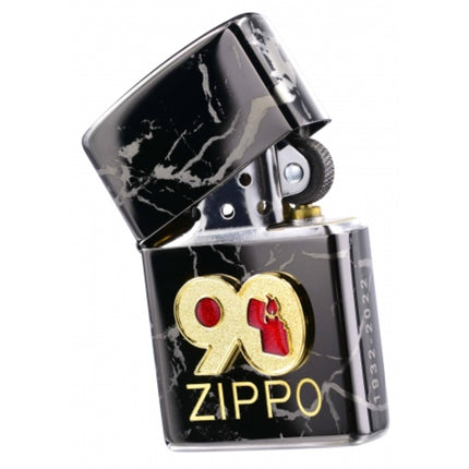 Zippo Windproof Lighter - 90th Anniversary Design High Polish Black Finish | 49864