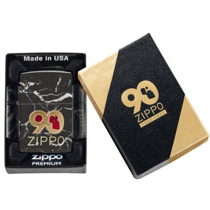Zippo Windproof Lighter - 90th Anniversary Design High Polish Black Finish | 49864