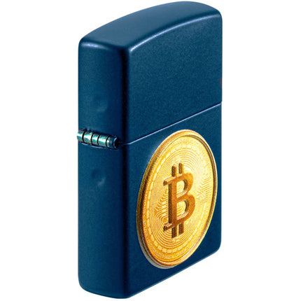 Zippo Windproof Lighter - Universal Bitcoin Texture Logo Print Navy Matte | 48068