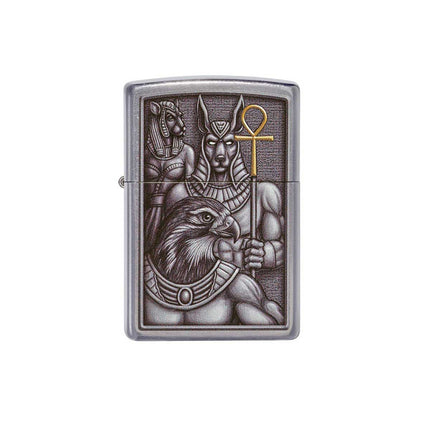 Zippo Windproof Lighter - Egyptian Gods Design Street Chrome Finish Pocket | 49406