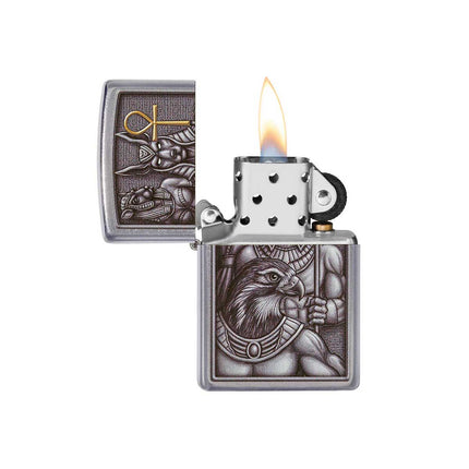 Zippo Windproof Lighter - Egyptian Gods Design Street Chrome Finish Pocket | 49406