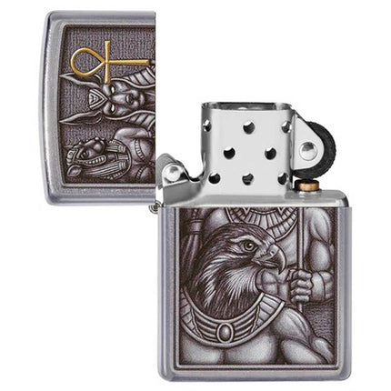Zippo Windproof Lighter - Egyptian Gods Design Street Chrome Finish Pocket | 49406