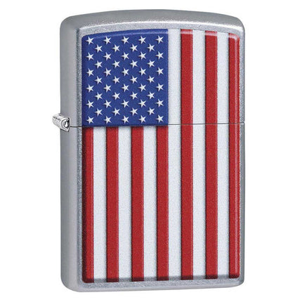 Zippo Windproof Lighter - Patriotic American Flag Street Chrome Refillable | 29722