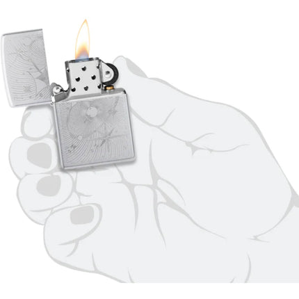 Zippo Windproof Lighter - Atomic Cosmos Design Classic Satin Chrome Finish | 46724